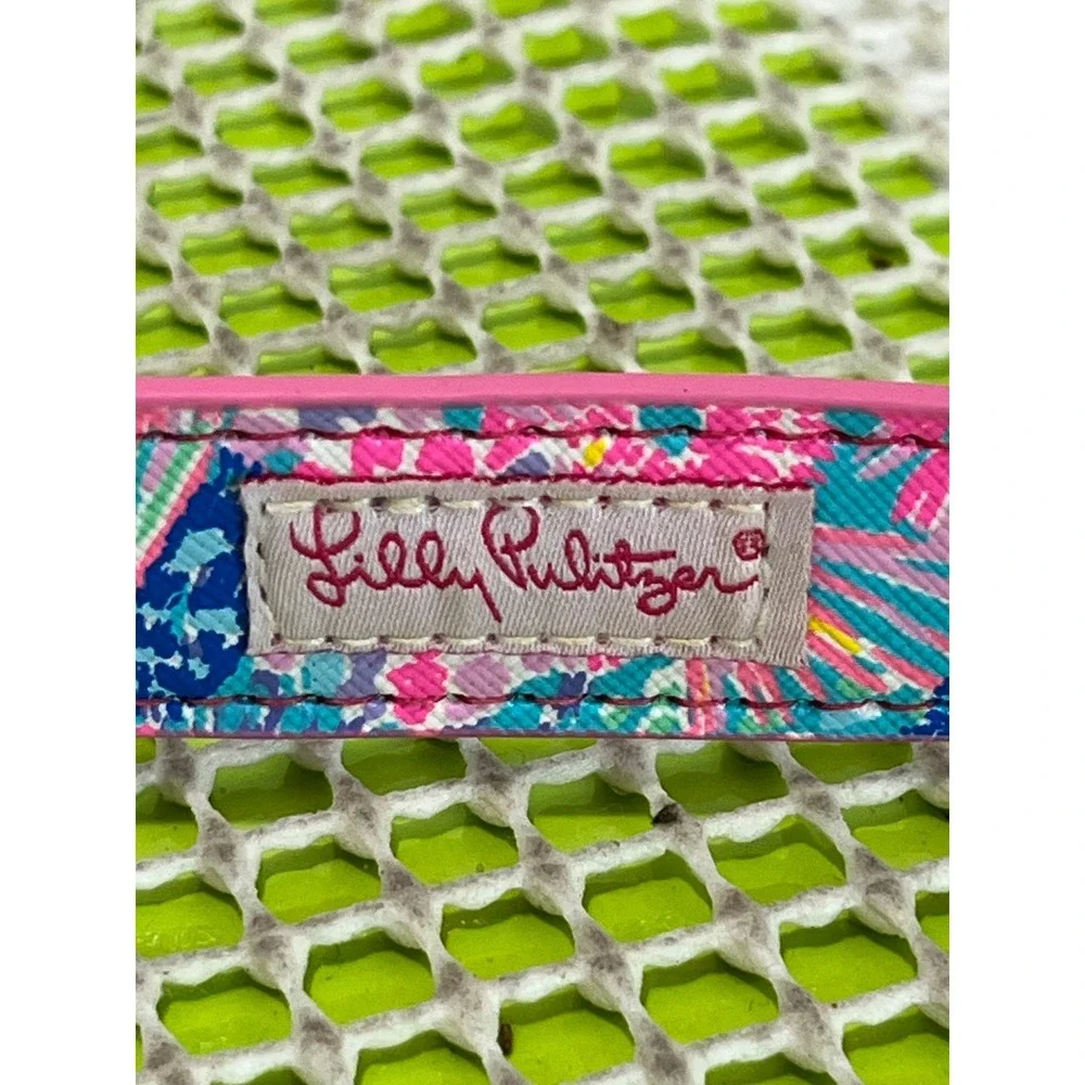 Lilly Pulitzer Dog Collar Pink Blue Floral Shell Print Gold Buckle 24.5in